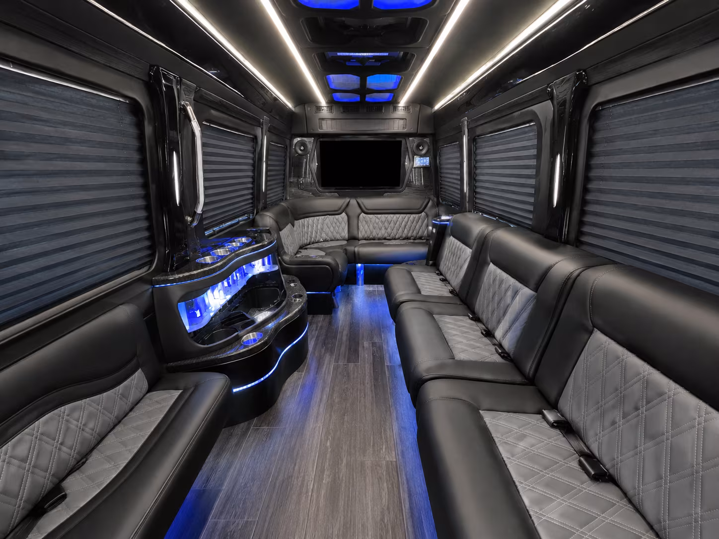 tracy 50 passenger party bus inside